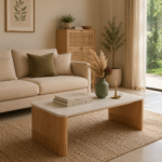 Oak Wood Square Coffee Table – White Oak Finish | Modern Wooden Coffee Table