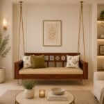 Mango Wood Swing Jhula for Home – Tile Design Natural Finish | Handcrafted Wooden Swing