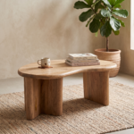Mango Wood Coffee Table Kidney Bean Shape - Natural Finish