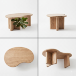 Mango Wood Coffee Table Kidney Bean Shape - Natural Finish - Image 4