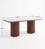 Solid Wood Marble Top Dining Table Set (6, 8 & 10 Seater) with Upholstered Chairs – Teak Finish - Image 7