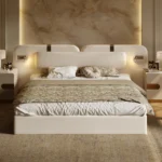 Hovra King Faux Leather Platform Bed Frame with Extended Headboard & Integrated LED Reading Lights - Image 10