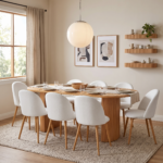 Mango Wood Oval Dining Table & Chairs Set | 8-Seater & 10-Seater Natural Finish