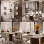 Solid Wood Marble Top Dining Table Set (6, 8 & 10 Seater) with Upholstered Chairs – Teak Finish - Image 6