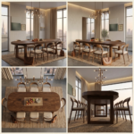 Solid Acacia Wood Square Dining Table Set with Chairs – 6, 8 & 10 Seater Wooden Dining Table for Dining Room - Image 4