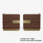Solid Acacia Wood 2 Drawer Bedside Table – Rectangular Nightstand with Stainless Steel Base & Handles - Image 8