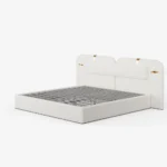 Hovra King Faux Leather Platform Bed Frame with Extended Headboard & Integrated LED Reading Lights - Image 3