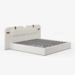 Hovra King Faux Leather Platform Bed Frame with Extended Headboard & Integrated LED Reading Lights - Image 4