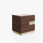 Solid Acacia Wood 2 Drawer Bedside Table – Rectangular Nightstand with Stainless Steel Base & Handles - Image 7