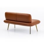 Teak Wood Leather Sofa 2 Seater Iron Legs - Image 4