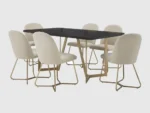 Solid Wood Dining Table with Iron Legs & Chairs (6, 8, 10 Seater) - Image 3