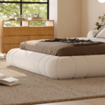 Boucle Upholstery Bed - Ivory Color King Size or Queen Size - Image 6
