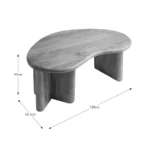 Mango Wood Coffee Table Kidney Bean Shape - Natural Finish - Image 8