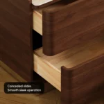 Solid Acacia Wood 2 Drawer Bedside Table – Rectangular Nightstand with Stainless Steel Base & Handles - Image 12