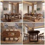 Solid Acacia Wood Square Dining Table Set with Chairs – 6, 8 & 10 Seater Wooden Dining Table for Dining Room - Image 5