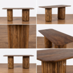 Solid Wood Rectangular Dining Table Set with 10 Chairs | Natural Finish (All Sizes) - Image 10
