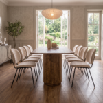 Solid Wood Rectangular Dining Table Set with 10 Chairs | Natural Finish (All Sizes) - Image 2