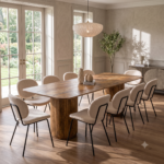Solid Wood Rectangular Dining Table Set with 10 Chairs | Natural Finish (All Sizes)