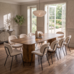 Solid Wood Rectangular Dining Table Set with 10 Chairs | Natural Finish (All Sizes) - Image 3