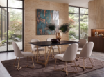 Solid Wood Dining Table with Iron Legs & Chairs (6, 8, 10 Seater)