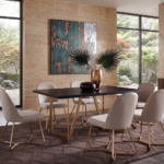 Solid Wood Dining Table with Iron Legs & Chairs (6, 8, 10 Seater)