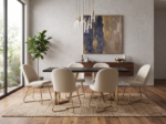 Solid Wood Dining Table with Iron Legs & Chairs (6, 8, 10 Seater) - Image 2