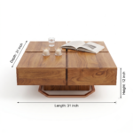 Acacia Wood Square Coffee Table - Natural Finish - Image 7