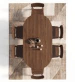 Solid Mango Wood Oval Dining Table with Chairs (6, 8 & 10 Seater) – Walnut Finish - Image 3