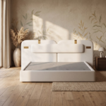Hovra King Faux Leather Platform Bed Frame with Extended Headboard & Integrated LED Reading Lights