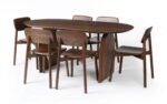 Solid Mango Wood Oval Dining Table with Chairs (6, 8 & 10 Seater) – Walnut Finish - Image 4