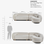 Curved L-Shaped Velvet Sectional Sofa with Chaise – Modern Beige/Ivory Fabric Couch with Mango Wood Legs - Image 12