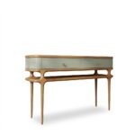 Art of Rajasthan Solid Sheesham Wood 2-Drawer Console Table in Olive Green - Image 4