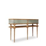 Art of Rajasthan Solid Sheesham Wood 2-Drawer Console Table in Olive Green - Image 5