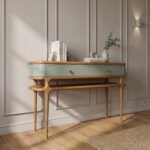 Art of Rajasthan Solid Sheesham Wood 2-Drawer Console Table in Olive Green - Image 2