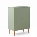 Mango Wood Cane Shoe Rack - 2 Drawers Teal Green Finish - Image 6