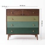 Teak Wood Chest of Drawers - 5 Drawers Multicolor Chest Natural Finish - Image 5