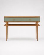 Art of Rajasthan Solid Sheesham Wood 2-Drawer Console Table in Olive Green - Image 4