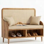 Solid Mango Wood Entryway Bench with Integrated Shoe Storage Shelf - Image 4