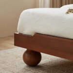 Solid Sheesham Wood Low Platform Bed with Ball Legs | Walnut Finish - Image 16