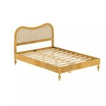 Solid Mango Wood Bed with Curved Woven Cane Headboard - Image 4