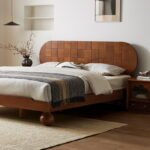 Solid Sheesham Wood Low Platform Bed with Ball Legs | Walnut Finish - Image 4