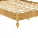Solid Mango Wood Bed with Curved Woven Cane Headboard - Image 7