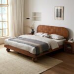 Solid Sheesham Wood Low Platform Bed with Ball Legs | Walnut Finish - Image 5