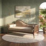 Solid Sheesham Wood Daybed Sofa with Curved Backrest & Bolsters - Image 2