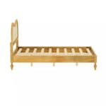 Solid Mango Wood Bed with Curved Woven Cane Headboard - Image 6