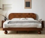 Solid Sheesham Wood Low Platform Bed with Ball Legs | Walnut Finish - Image 7