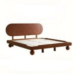 Solid Sheesham Wood Low Platform Bed with Ball Legs | Walnut Finish - Image 8