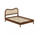 Solid Mango Wood Bed with Curved Woven Cane Headboard - Image 5