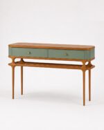 Art of Rajasthan Solid Sheesham Wood 2-Drawer Console Table in Olive Green - Image 5