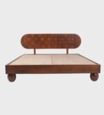 Solid Sheesham Wood Low Platform Bed with Ball Legs | Walnut Finish - Image 9